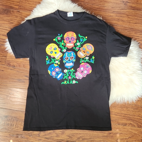 Delta Tops - Dia De Los Muertos Black Graphic T-Shirt
